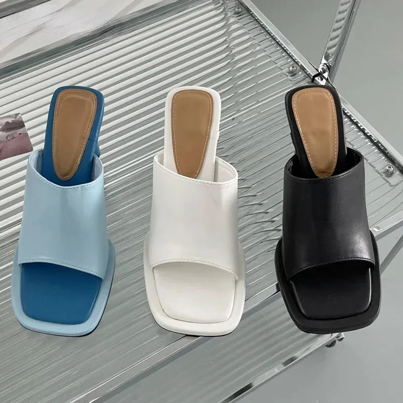 ADVBRIDGE  -  Summer Luxury Design Slipper Women Fashion Platform Square Toe High Heel Ladies High Quality Slides Outdoor Dress Party Sandals