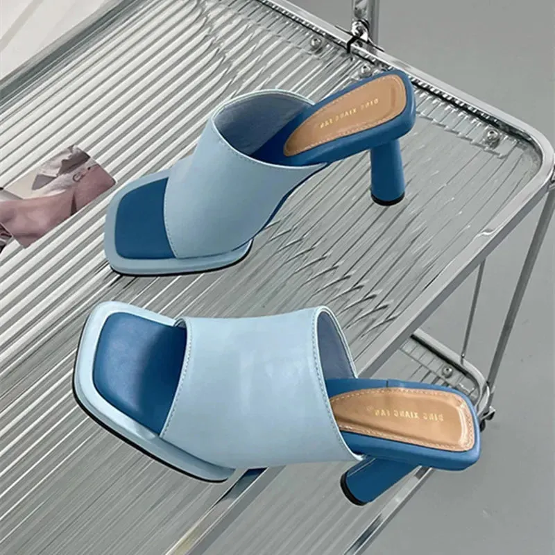 ADVBRIDGE  -  Summer Luxury Design Slipper Women Fashion Platform Square Toe High Heel Ladies High Quality Slides Outdoor Dress Party Sandals