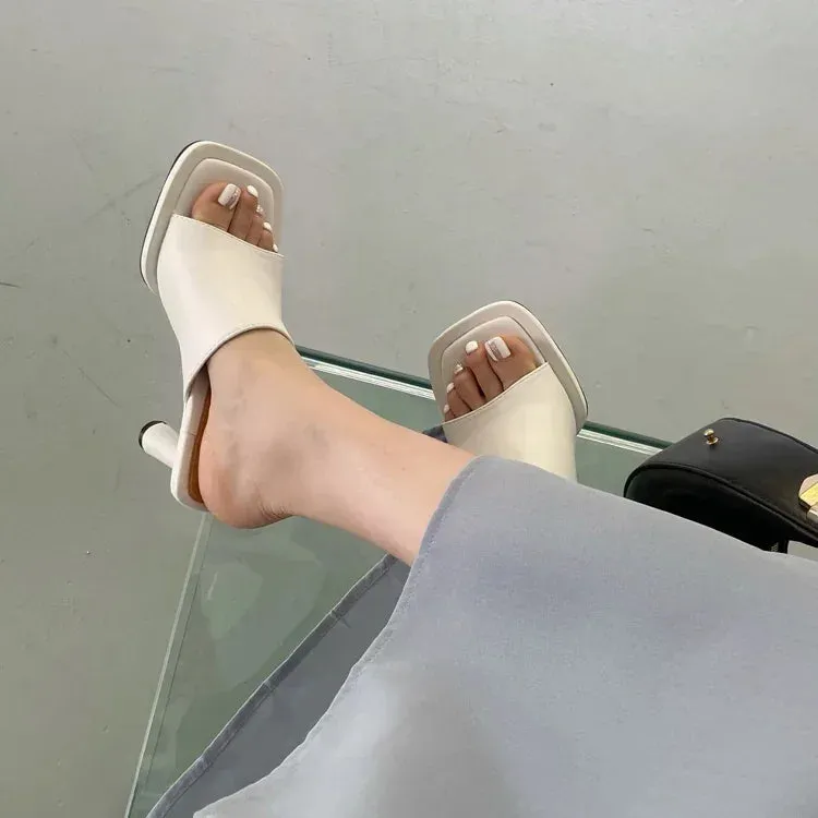 ADVBRIDGE  -  Summer Luxury Design Slipper Women Fashion Platform Square Toe High Heel Ladies High Quality Slides Outdoor Dress Party Sandals
