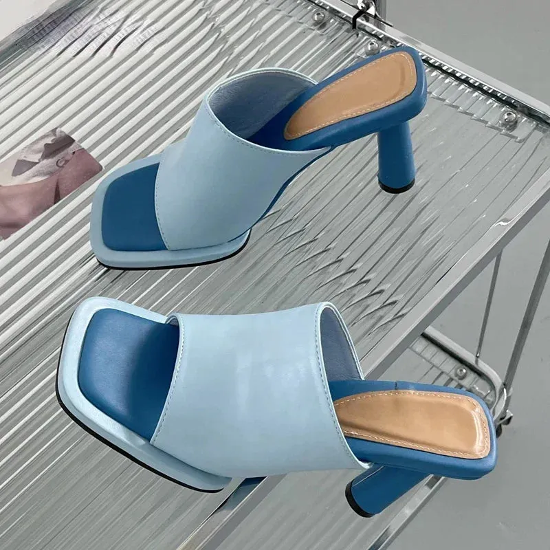 ADVBRIDGE  -  Summer Luxury Design Slipper Women Fashion Platform Square Toe High Heel Ladies High Quality Slides Outdoor Dress Party Sandals