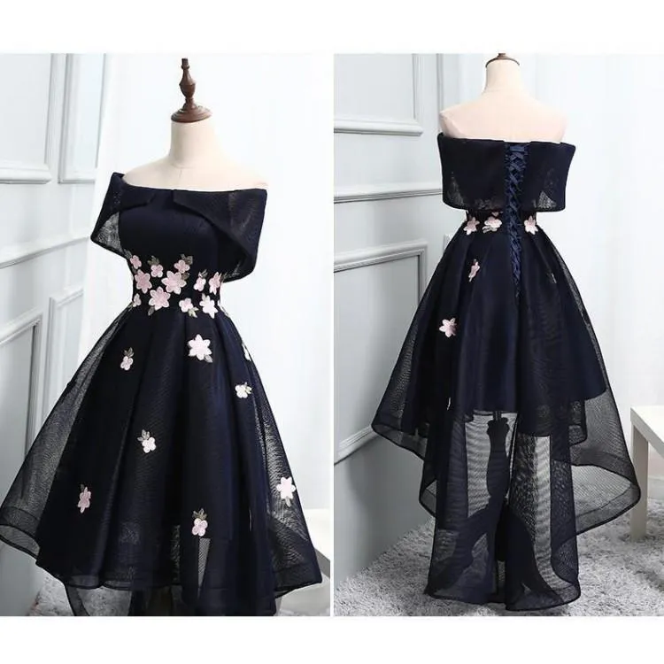 Anneprom Chic Off-The-Shoulder Appliques Short High Low Homecoming Dress APH0027