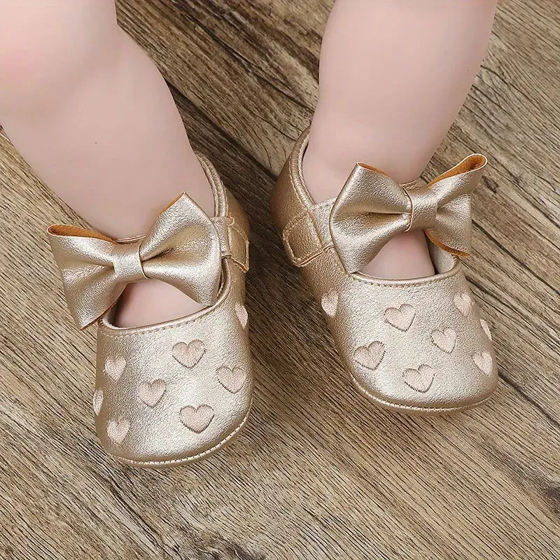 Anti - Slip Baby Shoes - Soft Crawling Shoes With Bow For Girls