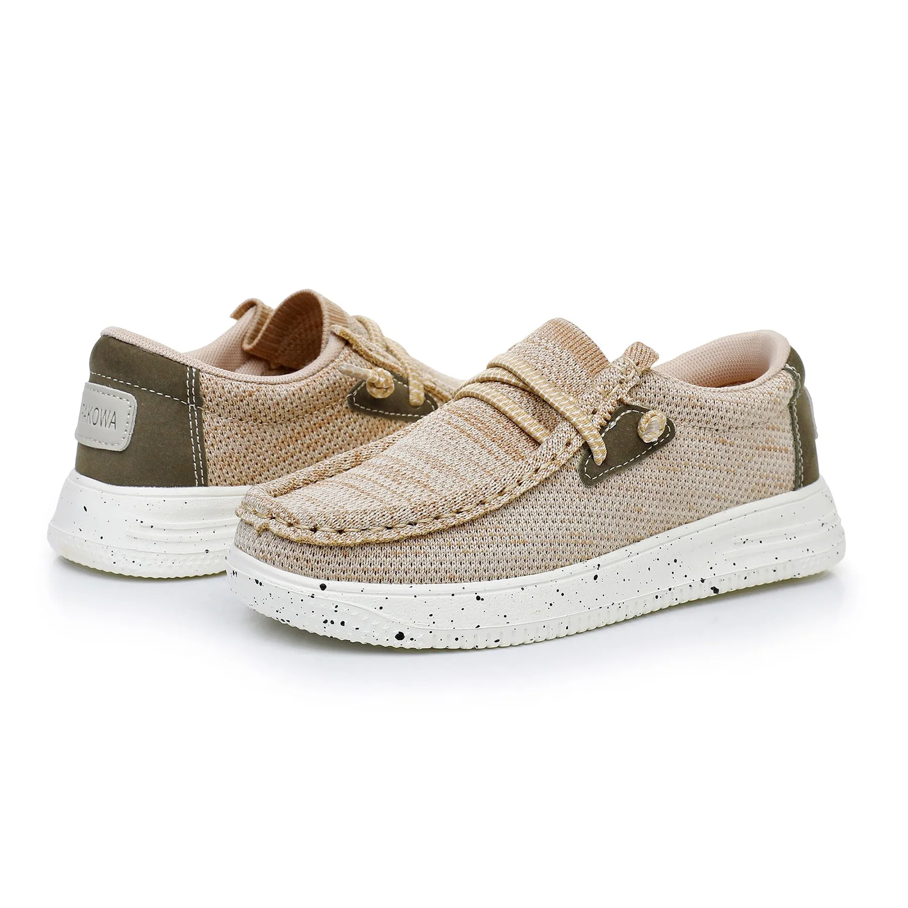 Apakowa Kids Boys Girls Loafers Slip-On Casual Walking Shoes-XFQ520-LightBrown