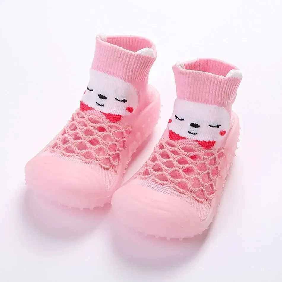 Baby Socks Shoes Soft Leather Sole Shoes Toddler Pre-walk Shoes Cute Bear Duck Semi-high Cotton Knitting Sock 0-3Years months