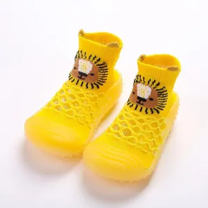 Baby Socks Shoes Soft Leather Sole Shoes Toddler Pre-walk Shoes Cute Bear Duck Semi-high Cotton Knitting Sock 0-3Years months