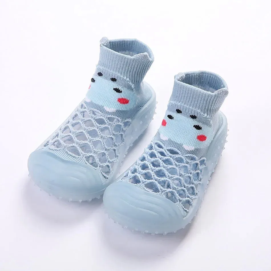 Baby Socks Shoes Soft Leather Sole Shoes Toddler Pre-walk Shoes Cute Bear Duck Semi-high Cotton Knitting Sock 0-3Years months