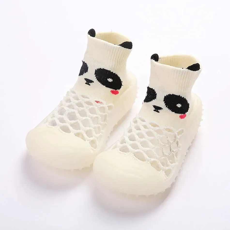 Baby Socks Shoes Soft Leather Sole Shoes Toddler Pre-walk Shoes Cute Bear Duck Semi-high Cotton Knitting Sock 0-3Years months
