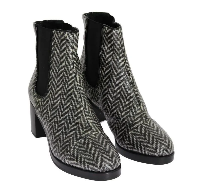 Black White Leather Boots