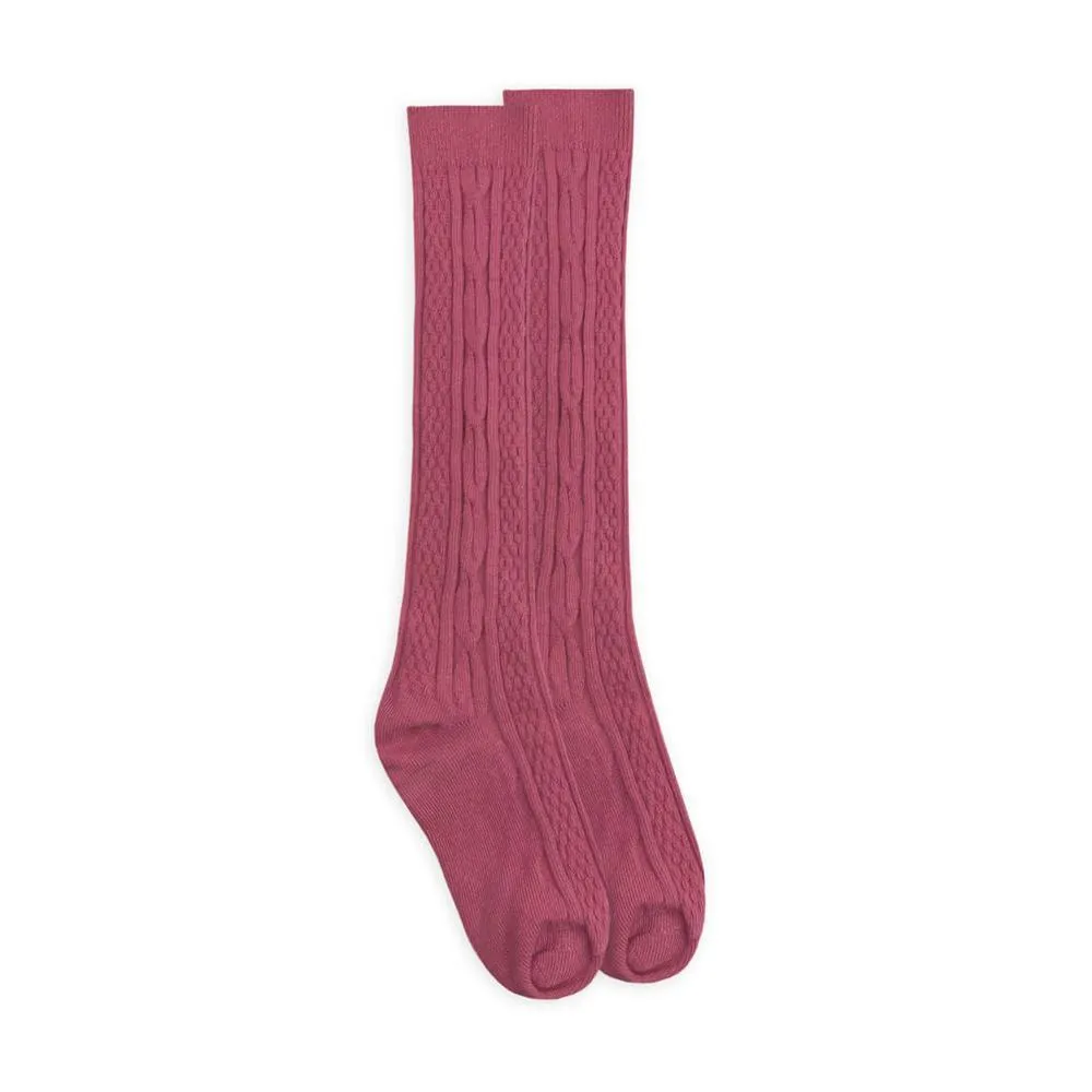 Cable Knee High Socks -- Rose