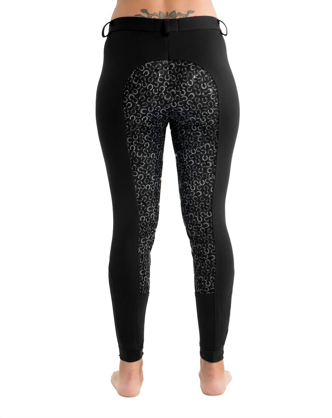Curvy Mare | High-Waist Breech | Black   Horse Shoes | Side Phone Pocket