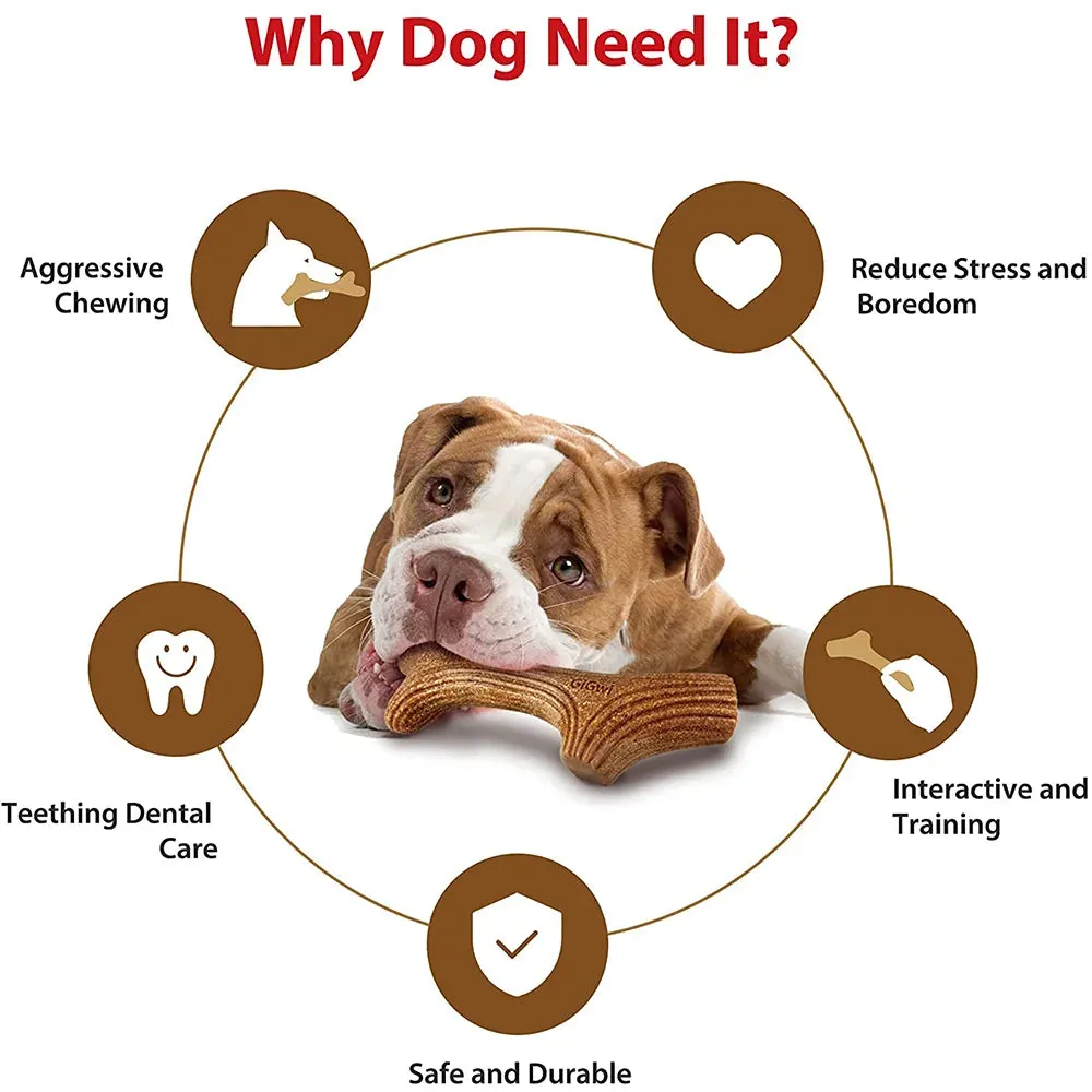 Durable Wooden Deer Antler Dog Chew Toy