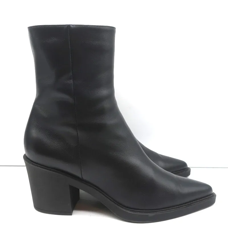 Gianvito Rossi Dylan Ankle Boots Black Leather Size 41.5 Pointed Toe High Heel