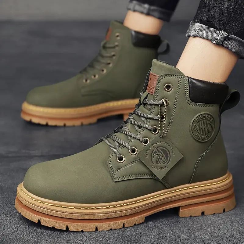 High-Quality Leather High-Top Boots for Men