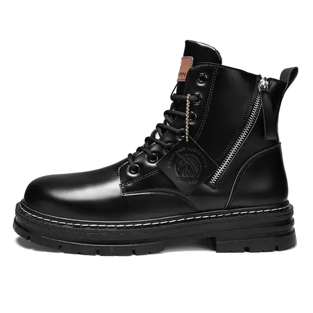 High-Quality Leather High-Top Boots for Men