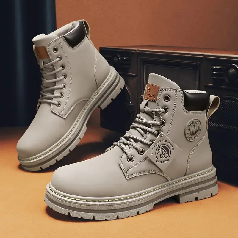 High-Quality Leather High-Top Boots for Men