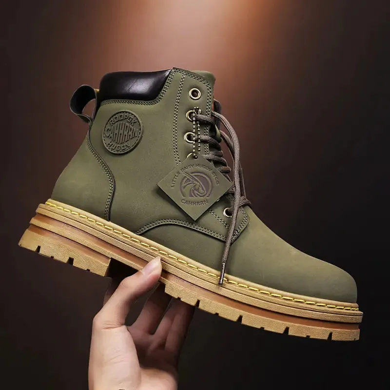High-Quality Leather High-Top Boots for Men