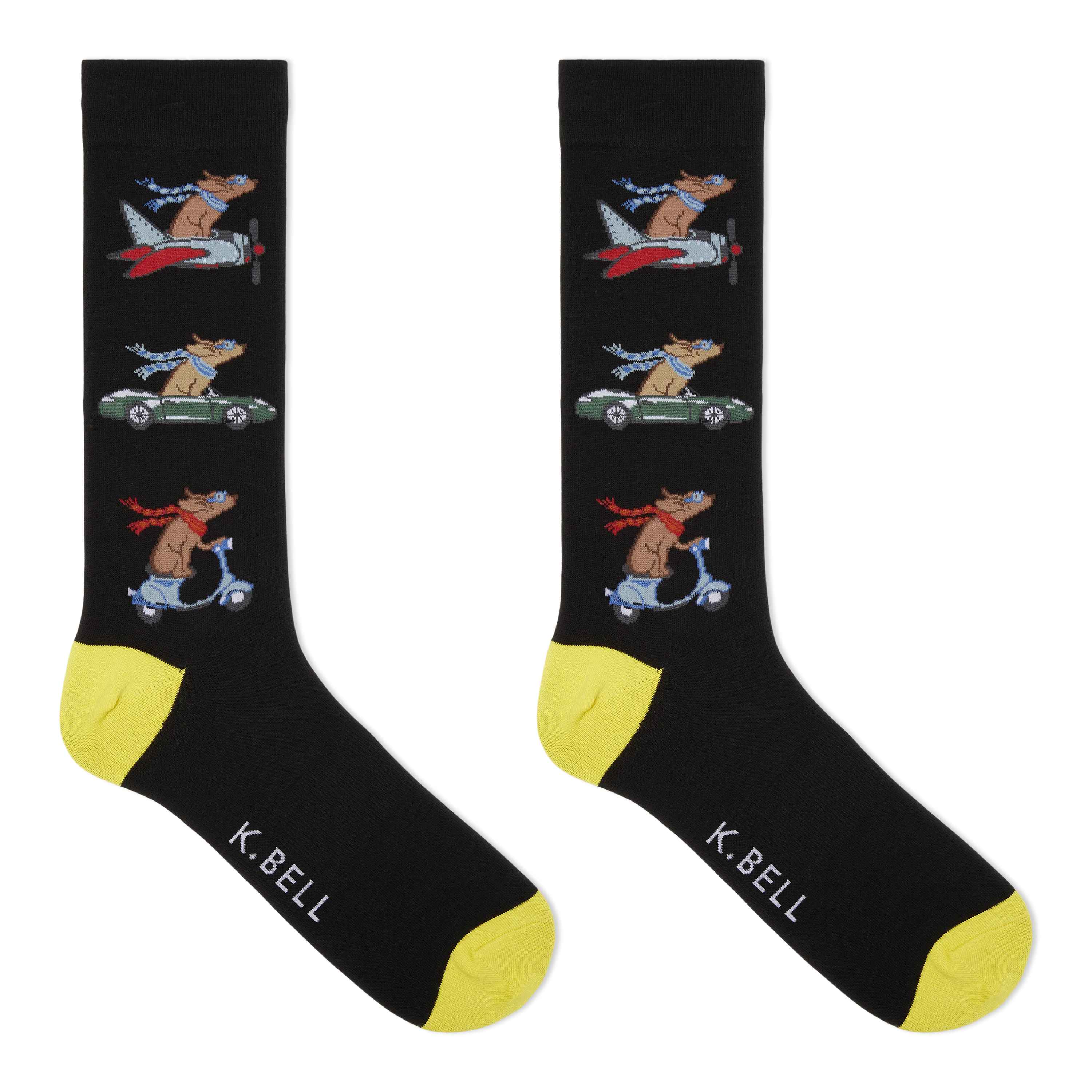 K.Bell Men's Traveling Dogs Crew Socks