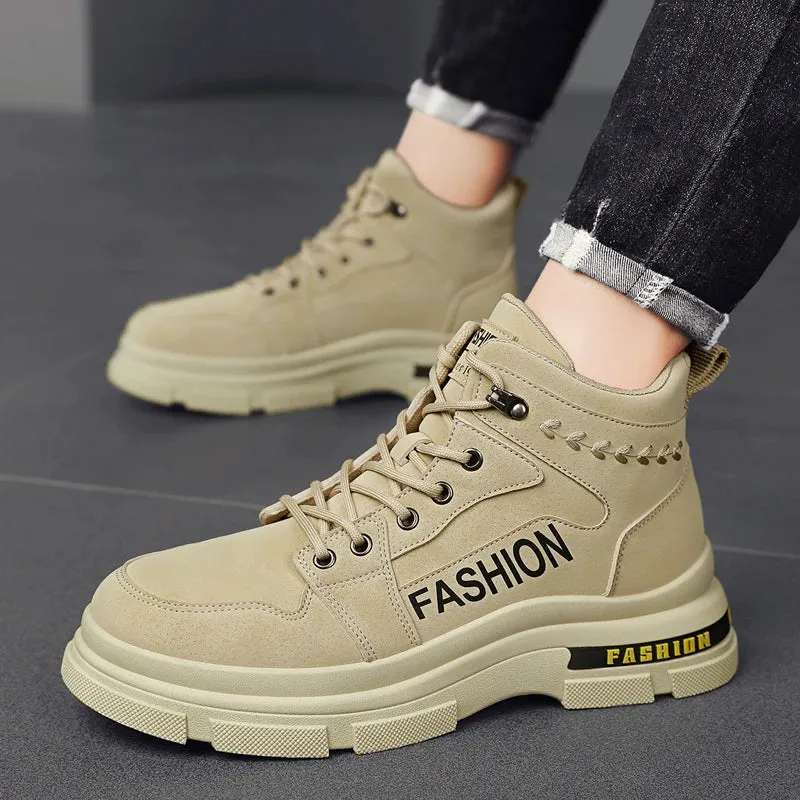 New flat shoes, men's boots, breathable and anti-slip casual sports shoes, hiking and mountaineering shoes, high-top men's shoes