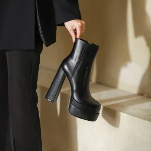 Platform Boots High Heels Back Zipper Short Boots for Women