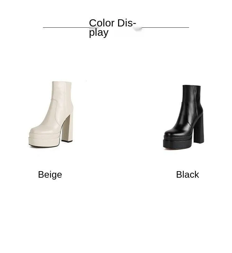 Platform Boots High Heels Back Zipper Short Boots for Women