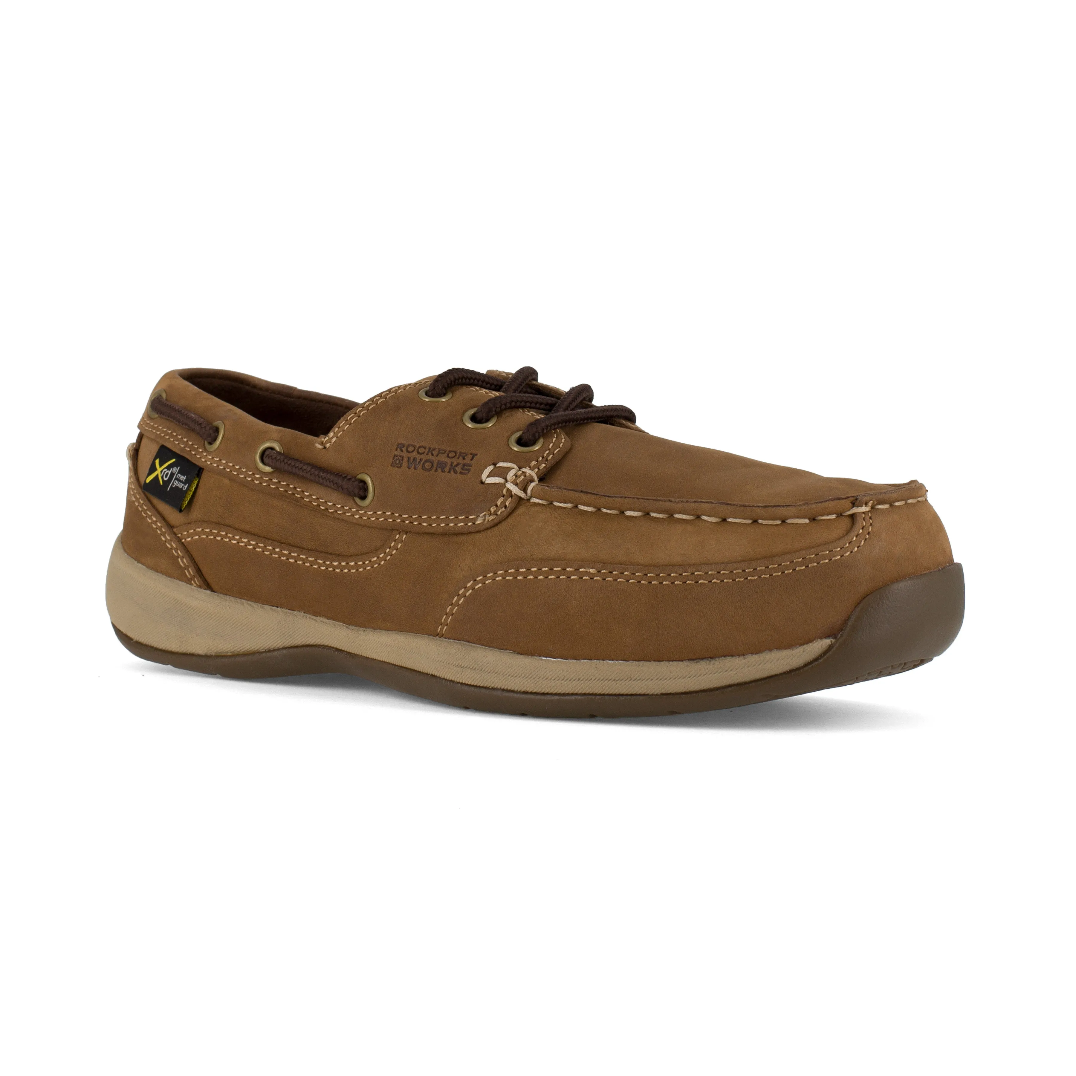 Rockport Men's Sailing Club Steel Toe Three Eye Tie Work Shoe - Brown - RK6734