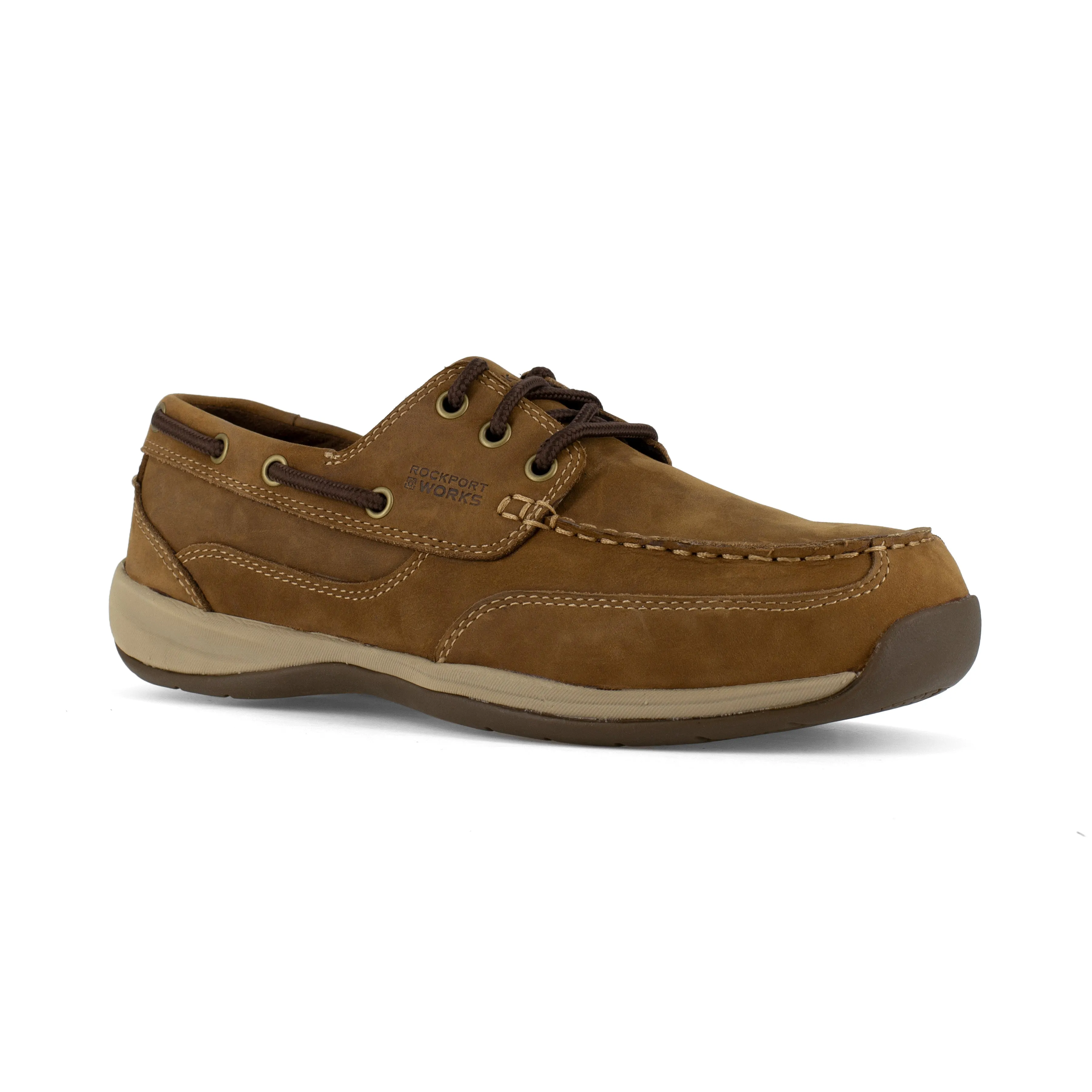 Rockport Women's Sailing Club Steel Toe Three Eye Boat Shoe - Brown - RK676