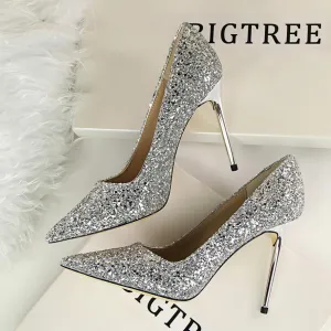 Sequin Pointed Nightclub High Heels