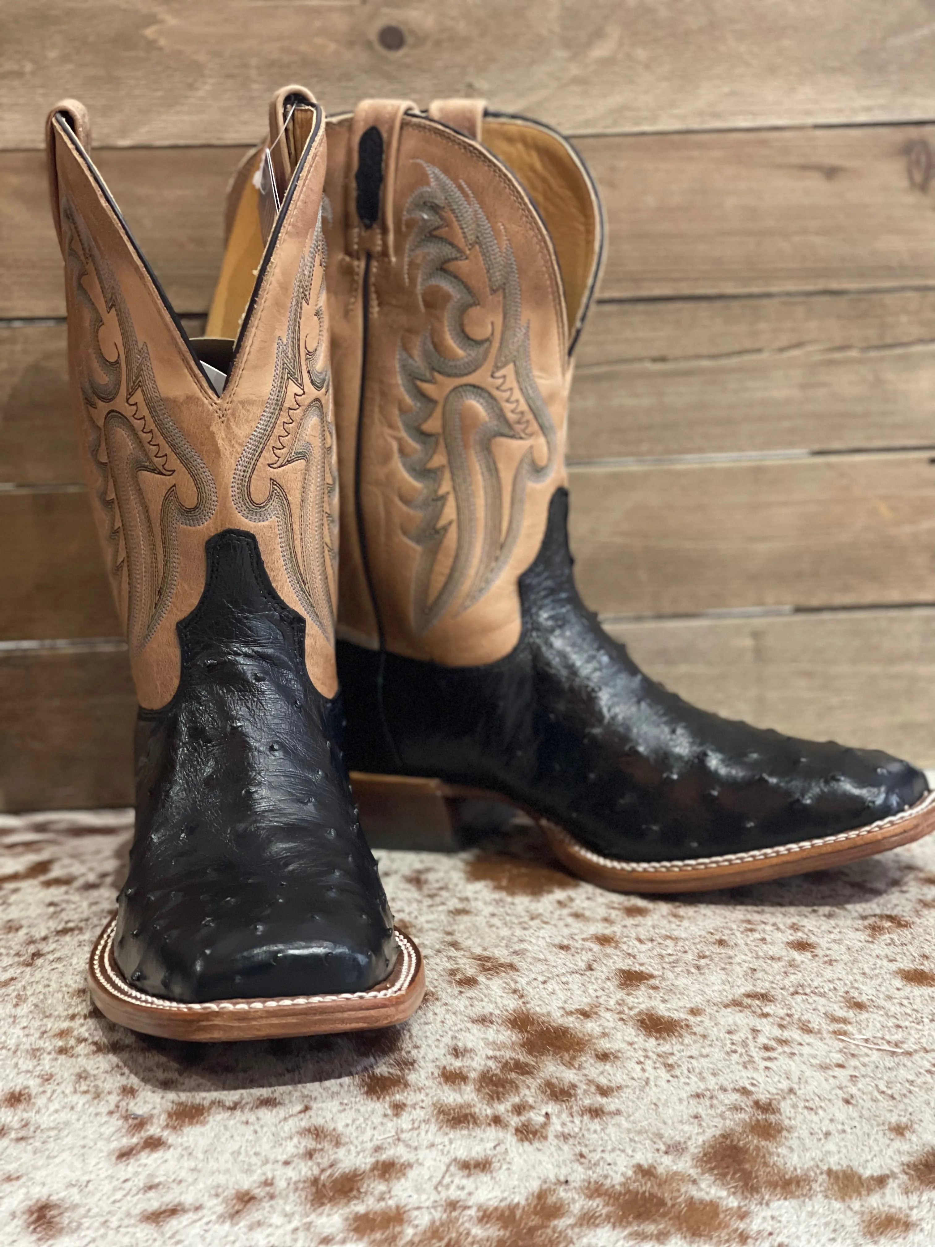 Tony Lama Castillo Black Full Quill Ostrich