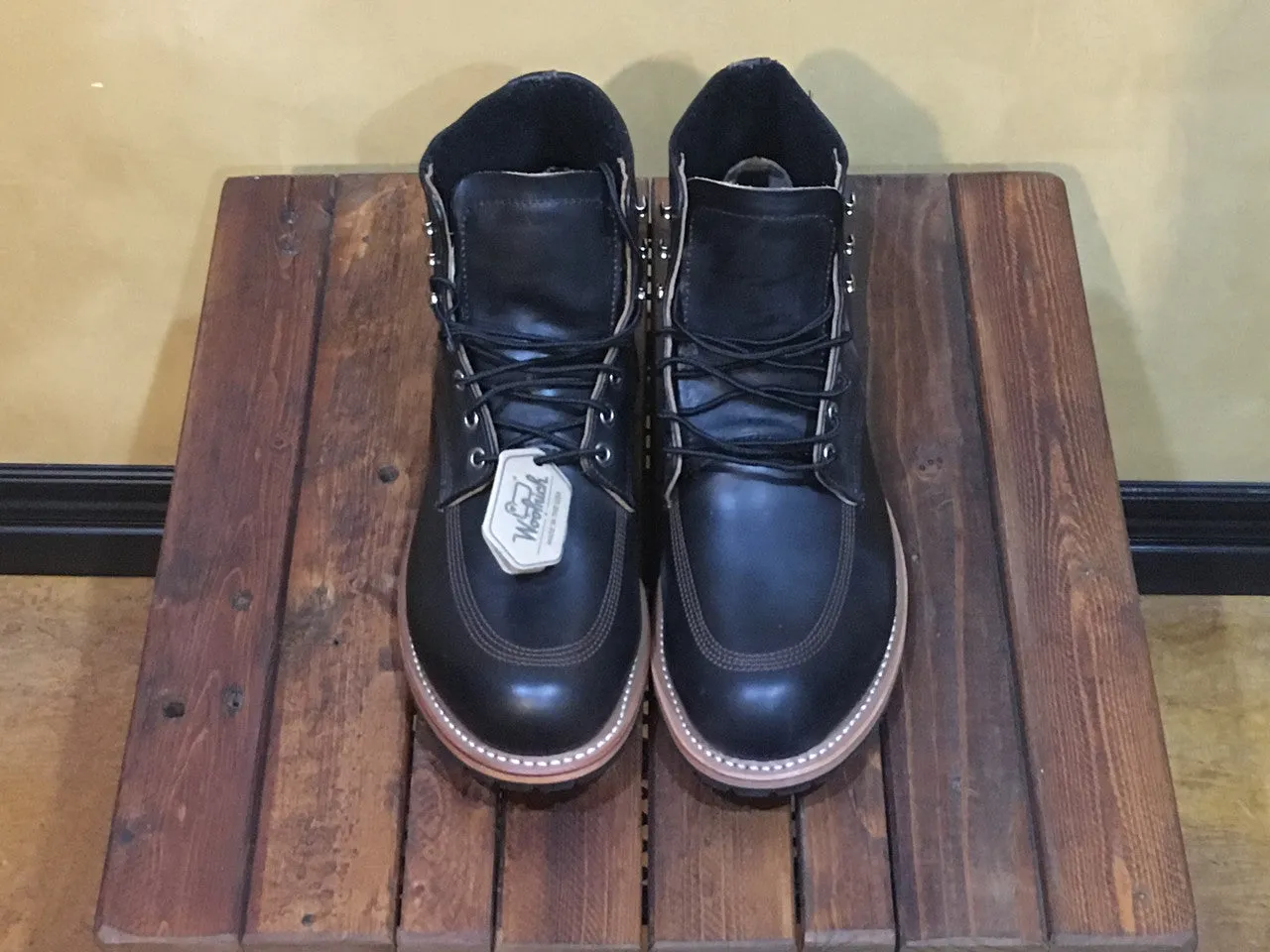 WM3100-001 Woolrich Black Leather Yankee Ankle Boot