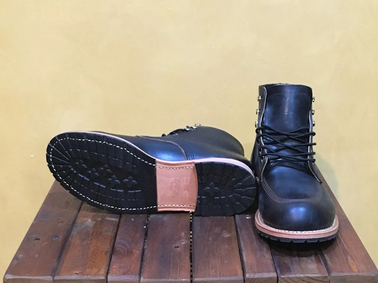 WM3100-001 Woolrich Black Leather Yankee Ankle Boot